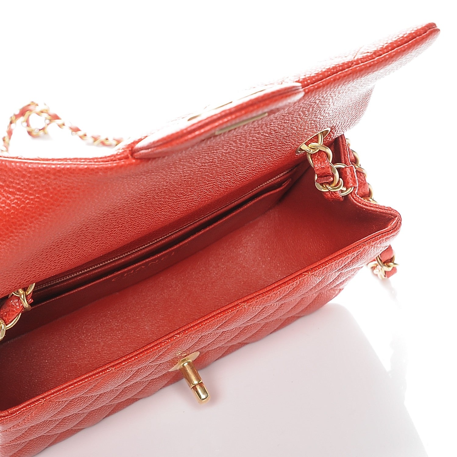 Chanel Pearly Caviar Quilted Mini Rectangular Flap Orange 5 of 7