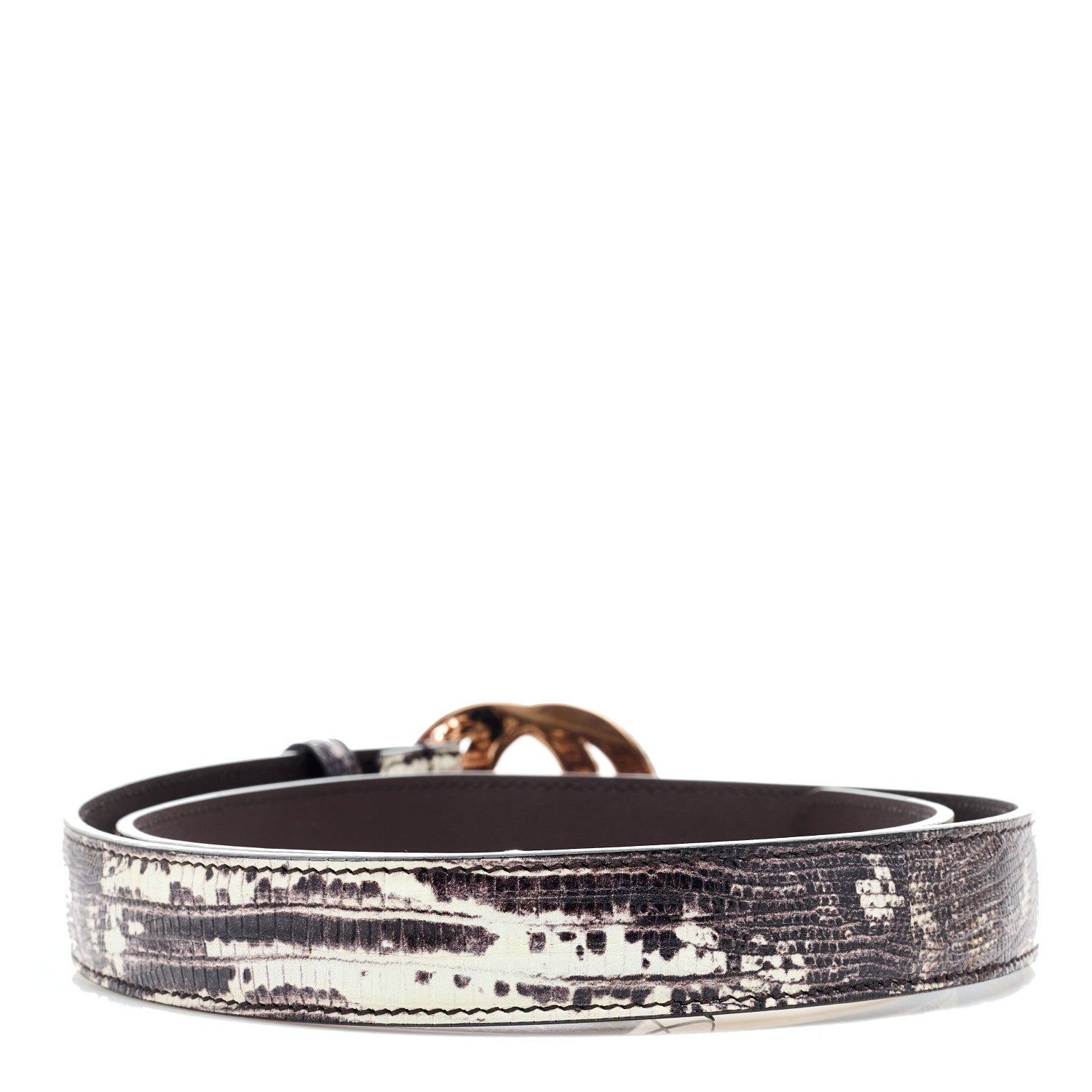 Gucci Calfskin Embossed Tejus Painted Double G 25mm Belt 85 34 Rock Salmon 2 of 6