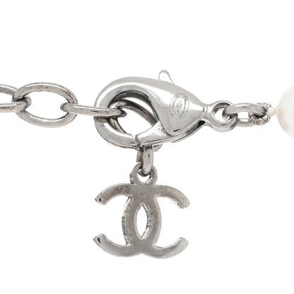 Chanel Pearl Crystal CC Short Necklace Silver 4 of 4