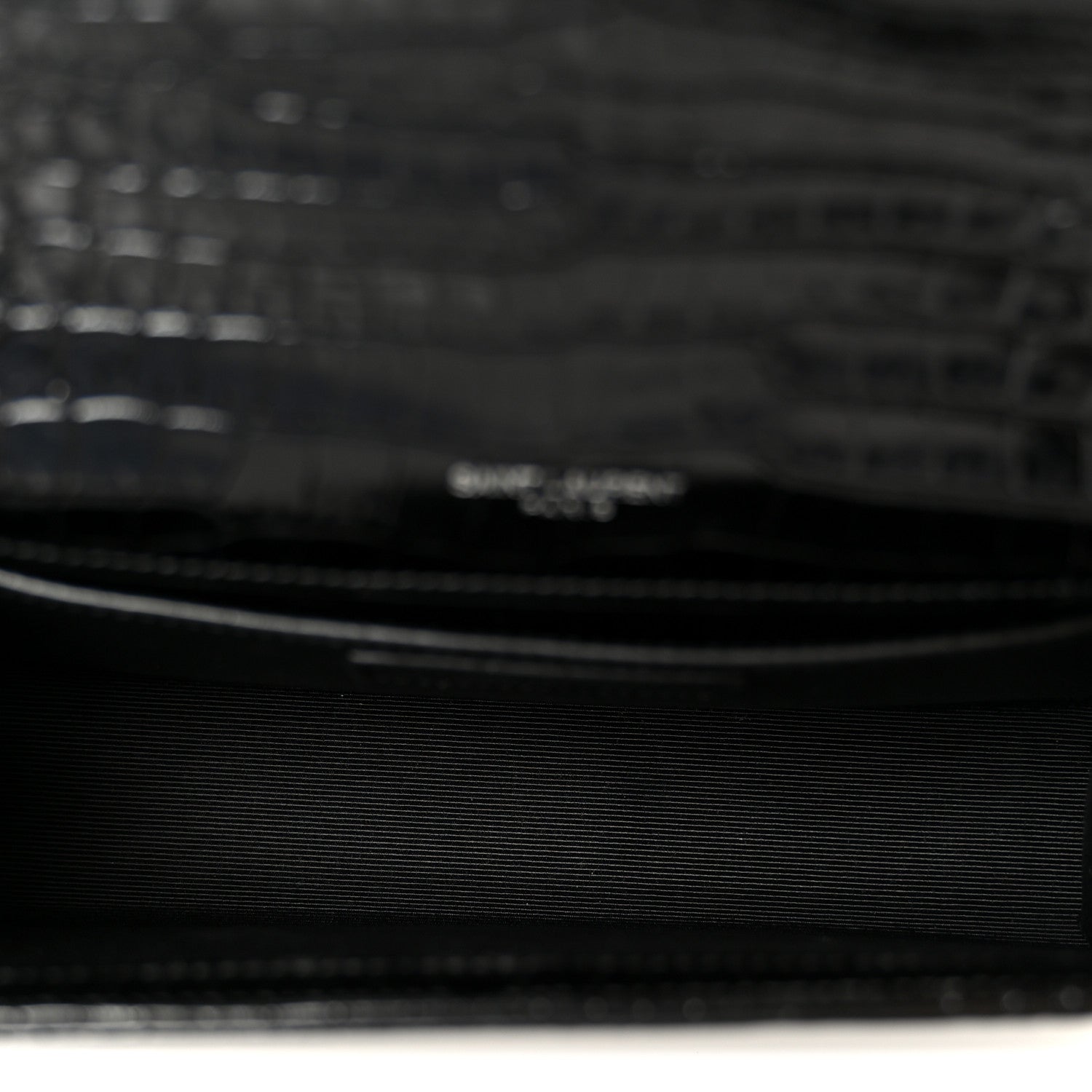 Saint Laurent Calfskin Crocodile Embossed Small Classic Monogram Kate Tassel Satchel Black 5 of 12