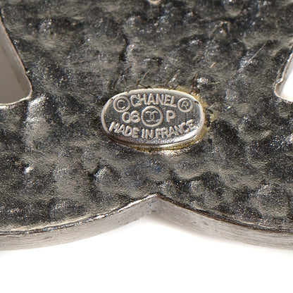 Chanel Crystal Heart CC Brooch Silver 4 of 5
