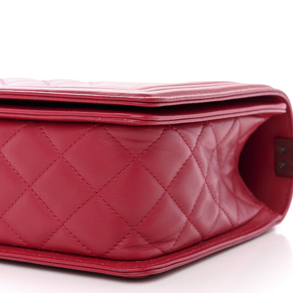 Chanel Lambskin Chevron Quilted New Medium Boy Flap Dark Pink 10 of 12