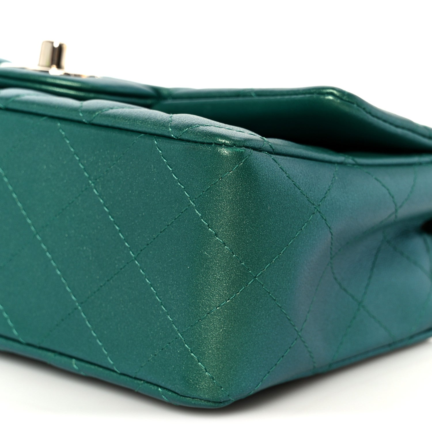 Chanel Iridescent Lambskin Quilted Mini Rectangular Flap Green 11 of 11