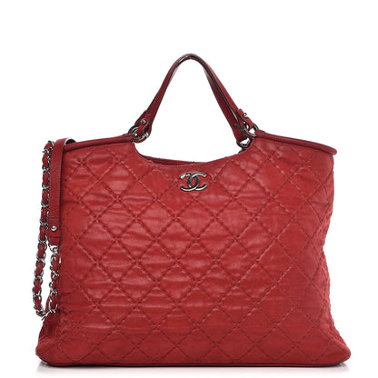 Chanel Iridescent Calfskin Quilted Large Sea Hit Tote Red 1 of 14