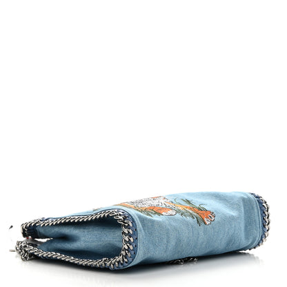 Stella McCartney Denim Embroidered Tiger Mini Falabella Tote Blue 4 of 10