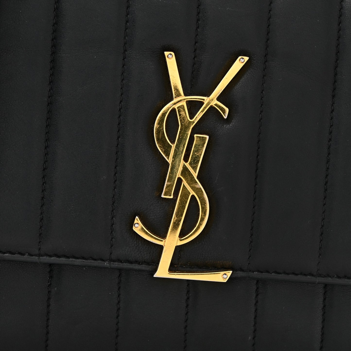 Lambskin Matelasse Monogram Vicky Chain Wallet Black