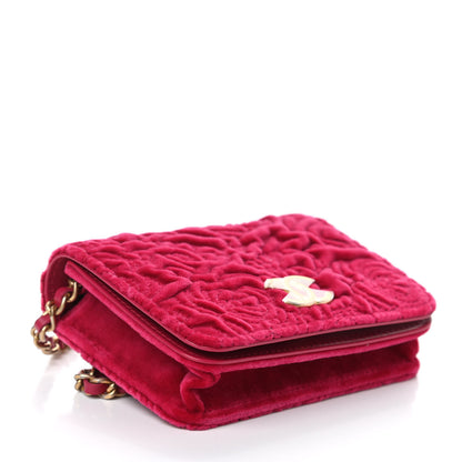 Chanel Velvet Quilted Camellia Velvet Flap Coin Purse With Chain Fuchsia 4 of 11