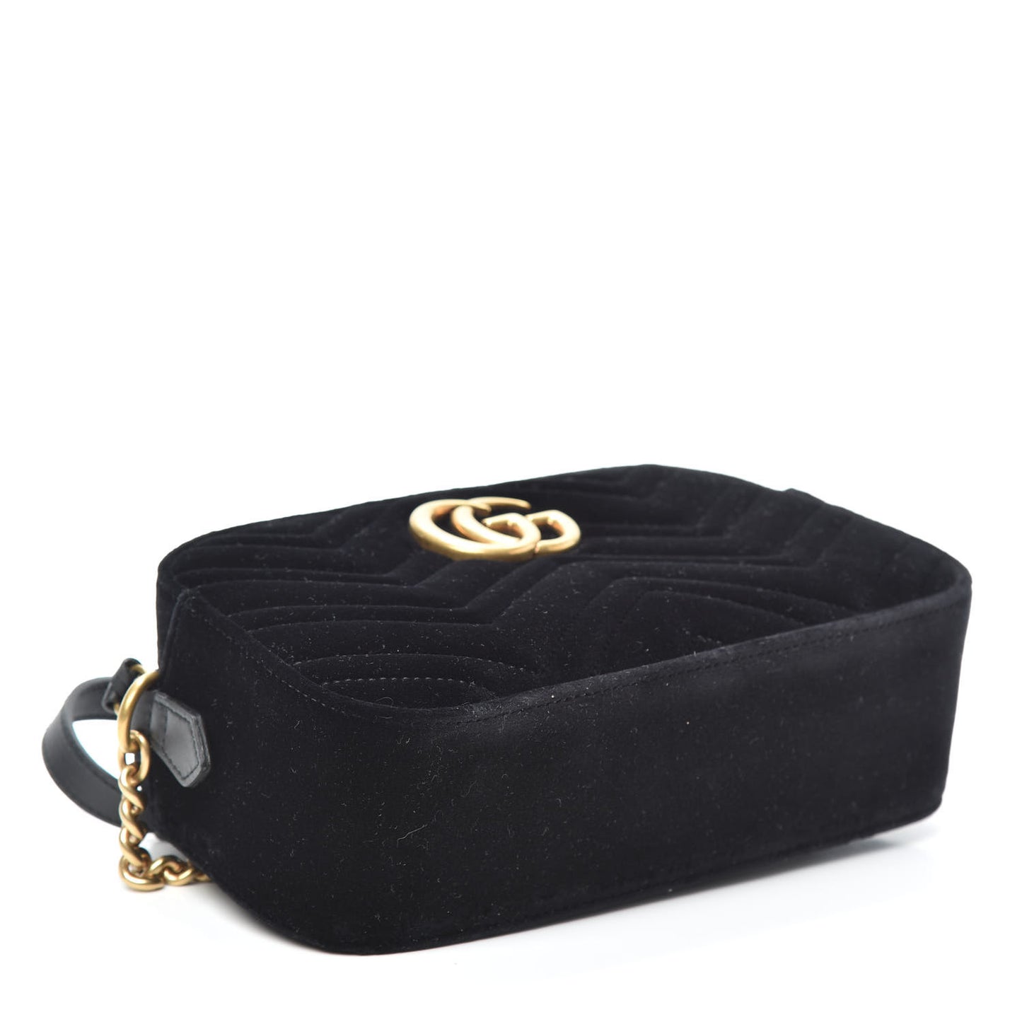 Velvet Matelasse Small GG Marmont Chain Shoulder Bag Black