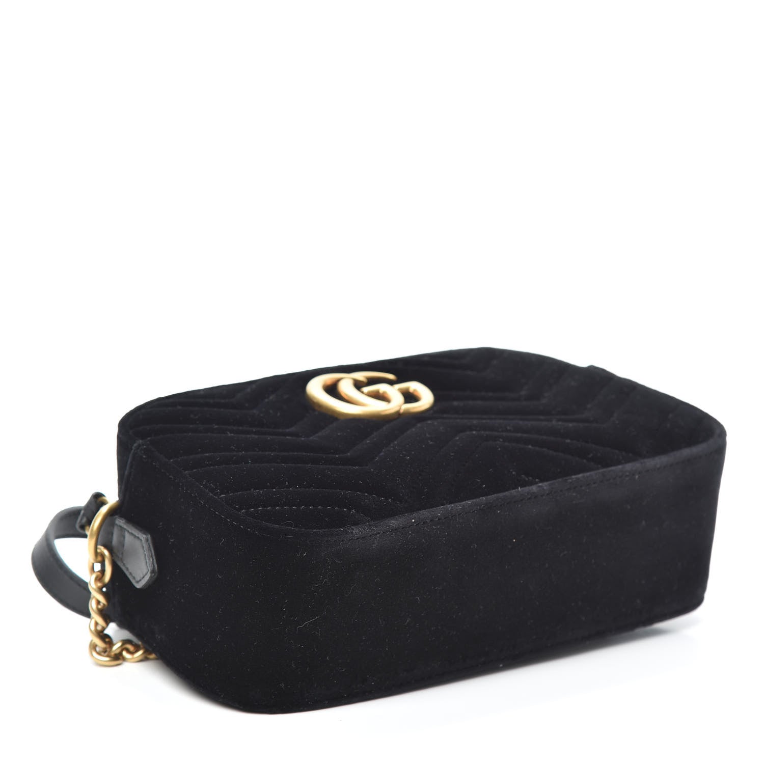 Gucci Velvet Matelasse Small GG Marmont Chain Shoulder Bag Black 4 of 9