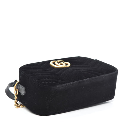 Gucci Velvet Matelasse Small GG Marmont Chain Shoulder Bag Black 4 of 9