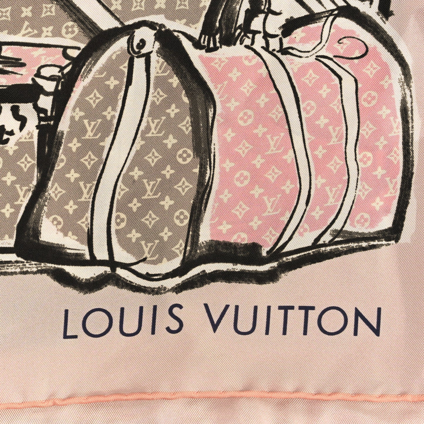 Silk Monogram Trunks Square Scarf Rose Poudre