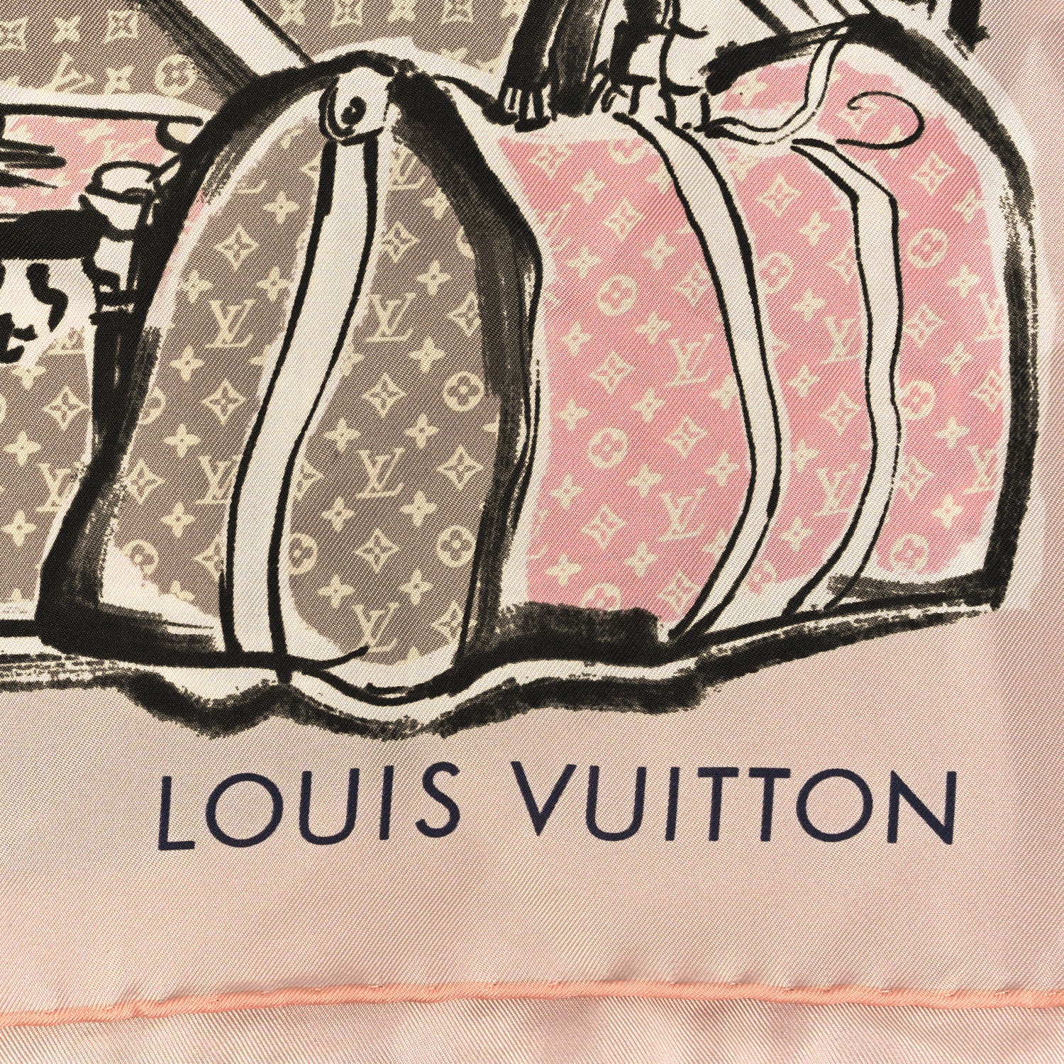 Louis Vuitton Silk Monogram Trunks Square Scarf Rose Poudre 3 of 3
