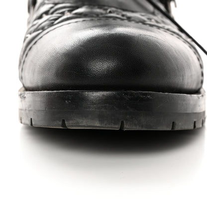 Valentino Garavani Crackled Lambskin Rockstud Spike 20mm Combat Boots 40 Black 14 of 17