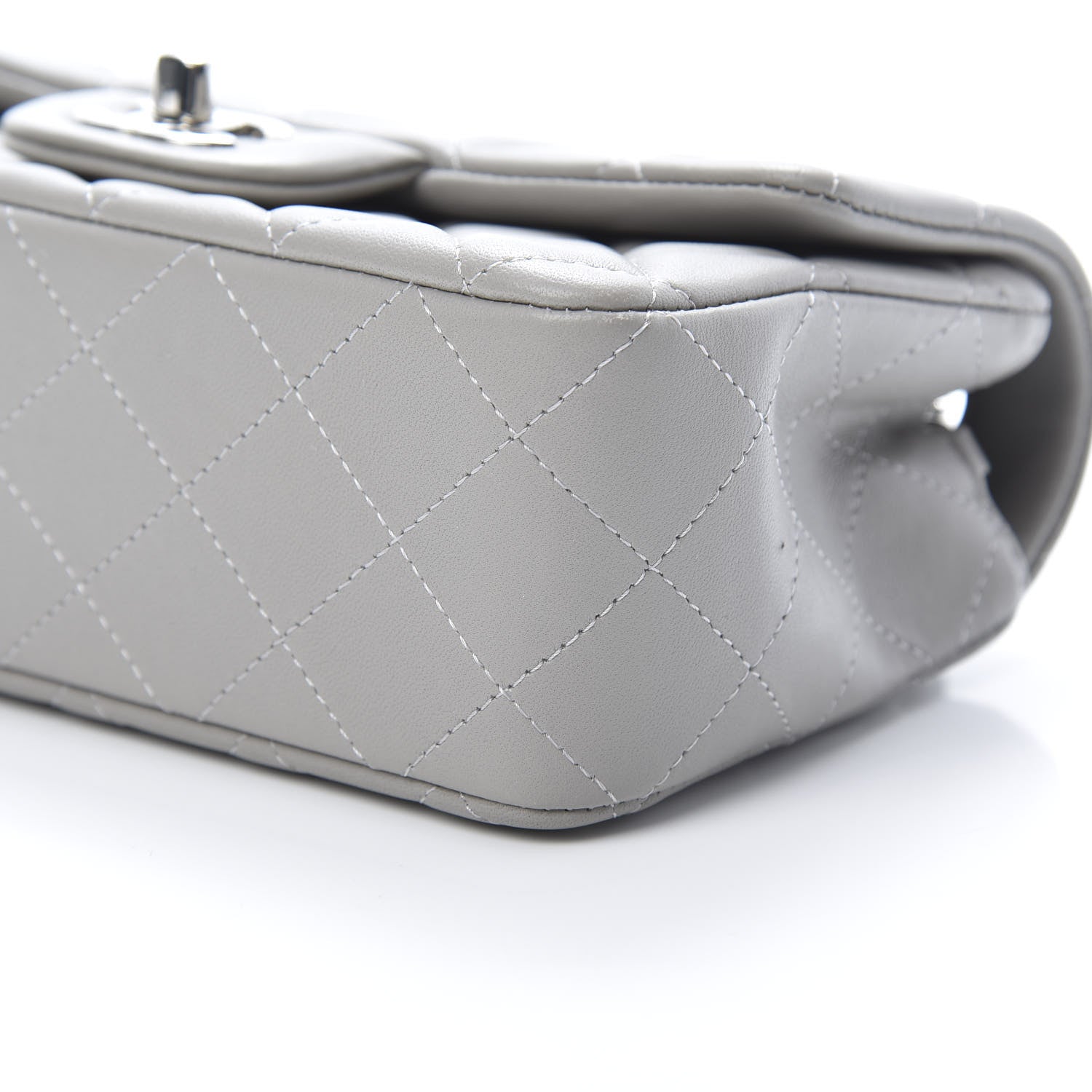 Chanel Lambskin Quilted Mini Rectangular Flap Grey 10 of 12