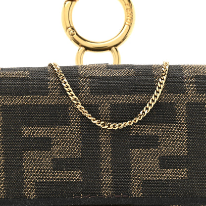 Fendi Glazed Fabric FF 1974 Nano Baguette Charm Mogano Panna 15 of 21