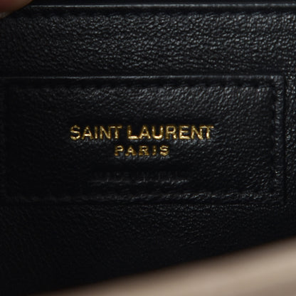 Saint Laurent Grain De Poudre Textured Mixed Matelasse Medium Triquilt Monogram Satchel Dusty Grey 8 of 9