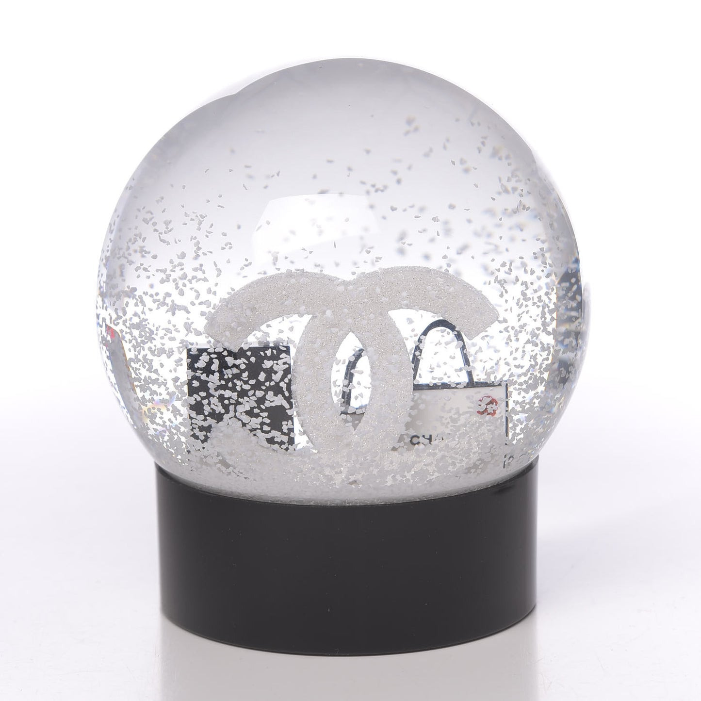 Glass CC Shopping Bag Snow Globe