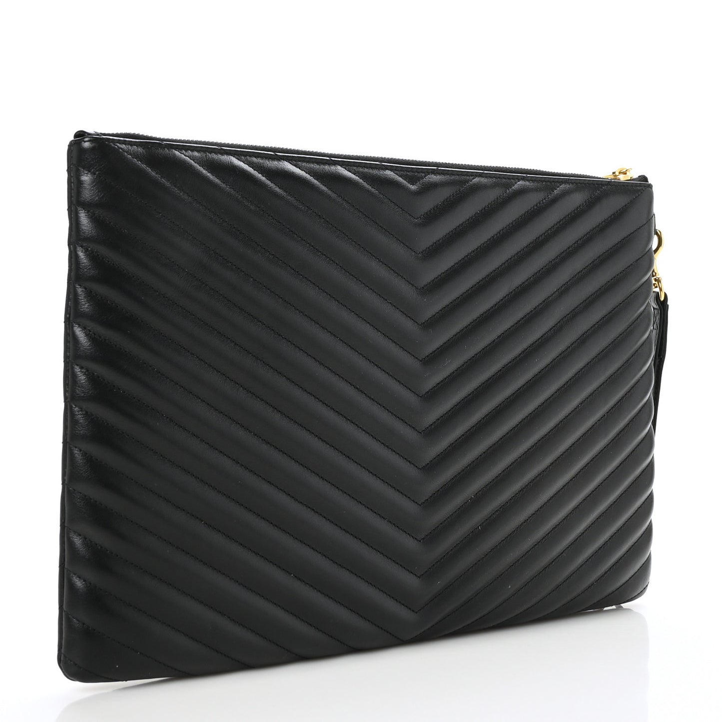 Calfskin Matelasse Chevron Monogram Document Holder Black