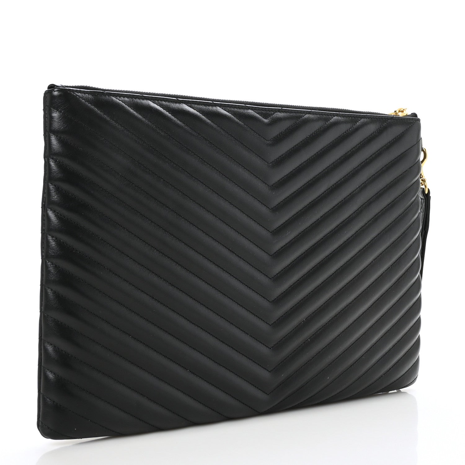 Saint Laurent Calfskin Matelasse Chevron Monogram Document Holder Black 3 of 7