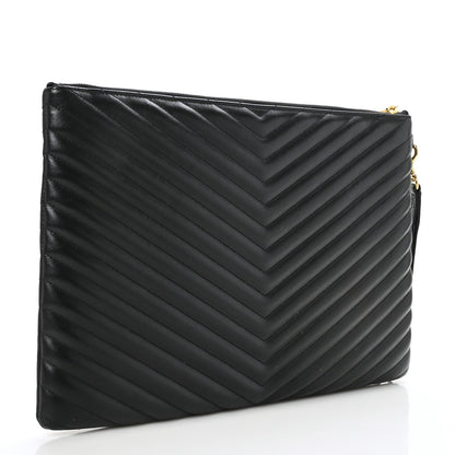 Saint Laurent Calfskin Matelasse Chevron Monogram Document Holder Black 3 of 7