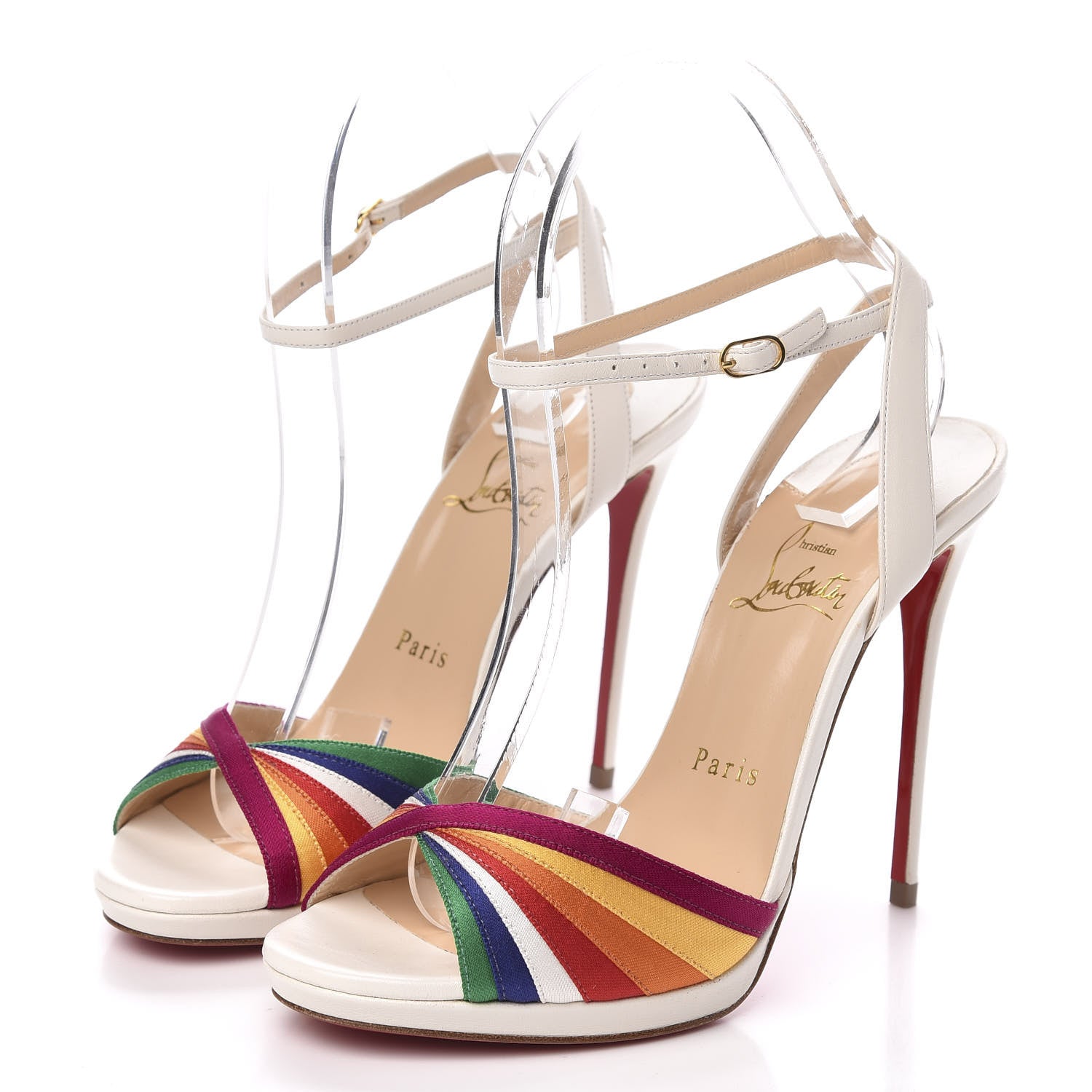 Christian Louboutin Shiny Nappa Naseeba 120 Sandals 37.5 Multicolor Latte 3 of 8