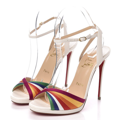 Christian Louboutin Shiny Nappa Naseeba 120 Sandals 37.5 Multicolor Latte 3 of 8