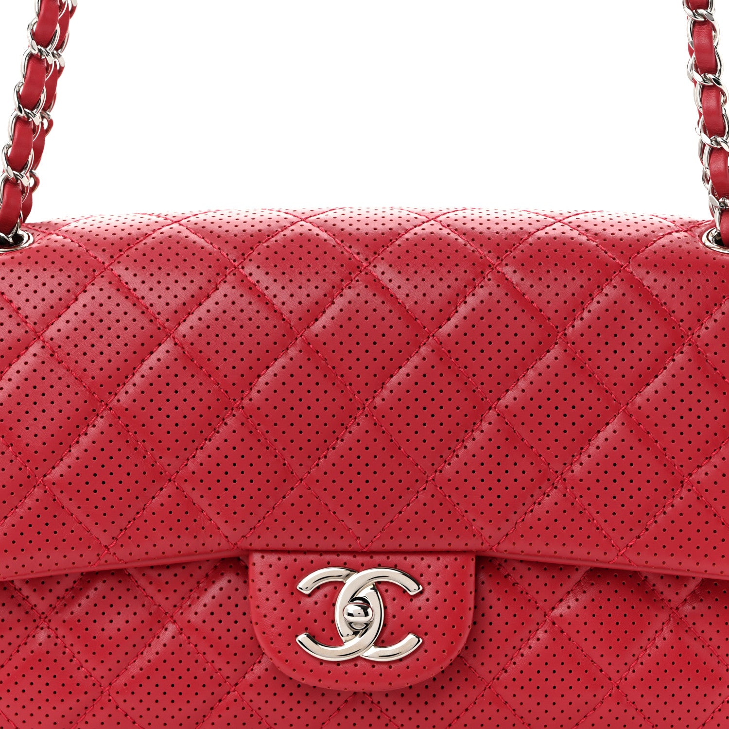 Chanel Lambskin Perforated Jumbo Punch Flap Dark Pink 7 of 9