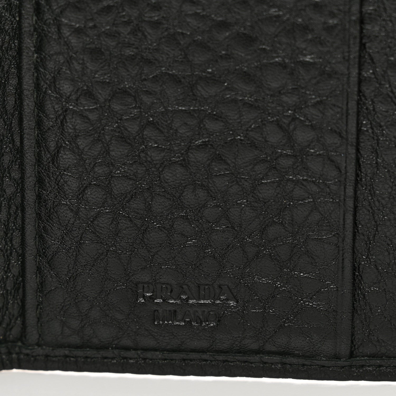 Prada Vitello Daino Metal Tri-Fold Wallet Black 6 of 7
