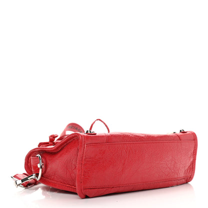 Balenciaga Agneau Classic Silver Hardware Mini City Logo Strap Red Black 4 of 10