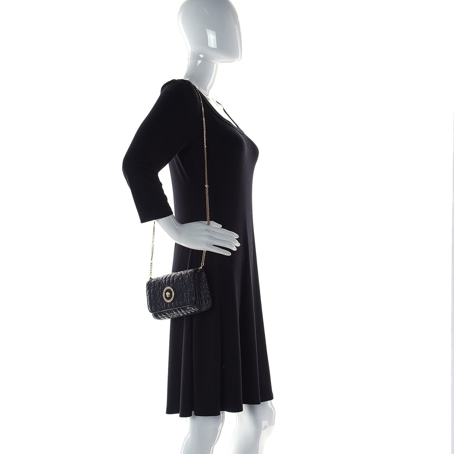 Versace Nappa Barocco Quilted Vanitas Crossbody Black 2 of 8