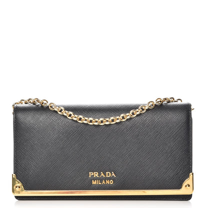 Prada Saffiano Mini Cahier Crossbody Bag Black 1 of 8