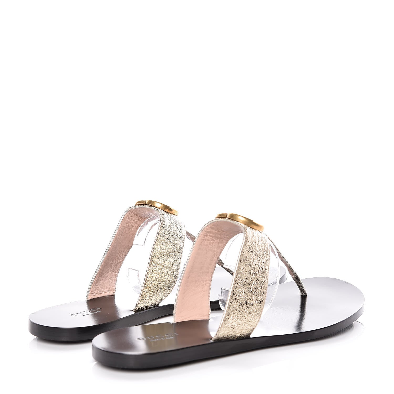 Gucci Nappa Silk Galassia GG Marmont Thong Flat Sandals 37.5 Platino 4 of 14