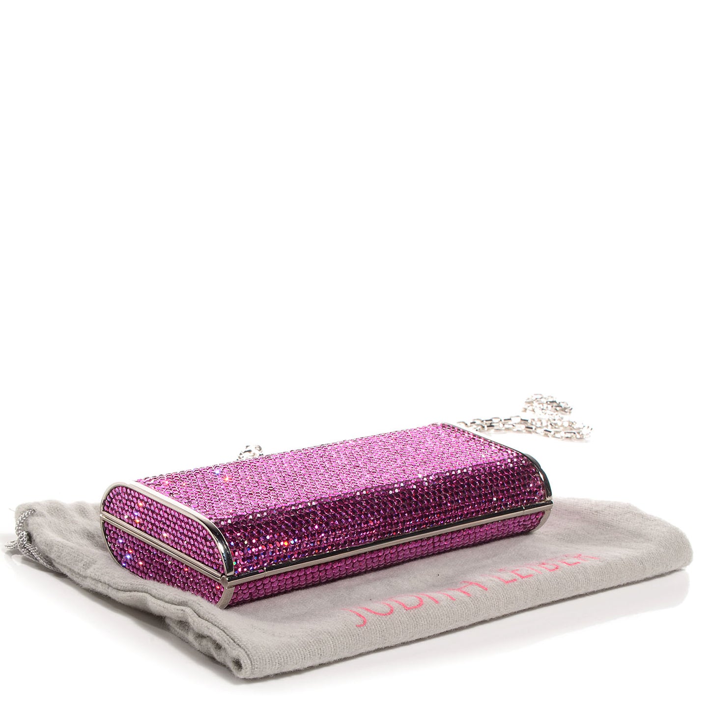 Crystal Minaudiere Clutch Fuchsia