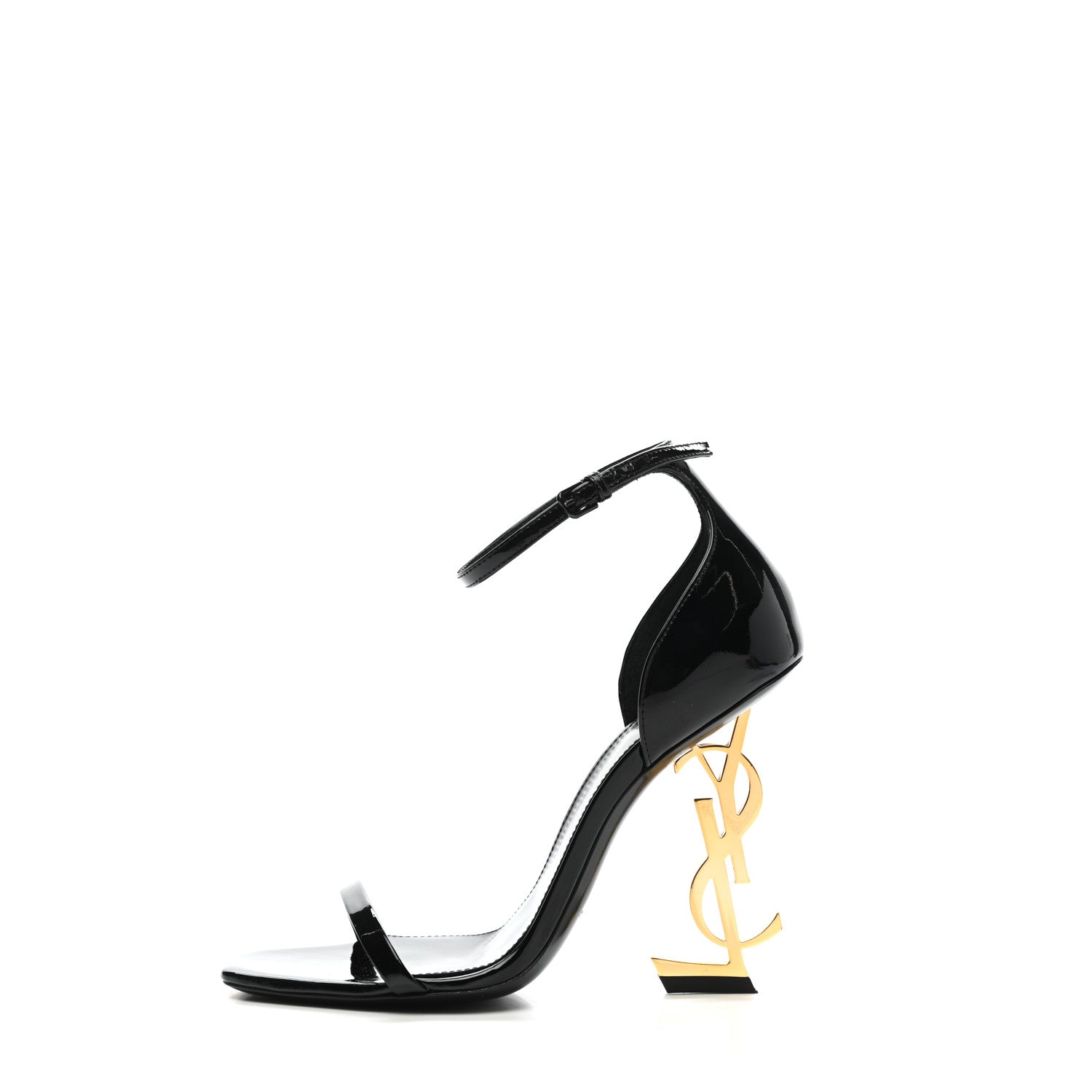 Saint Laurent Patent Calfskin Opyum 110 Sandals 36 Black Gold 1 of 8