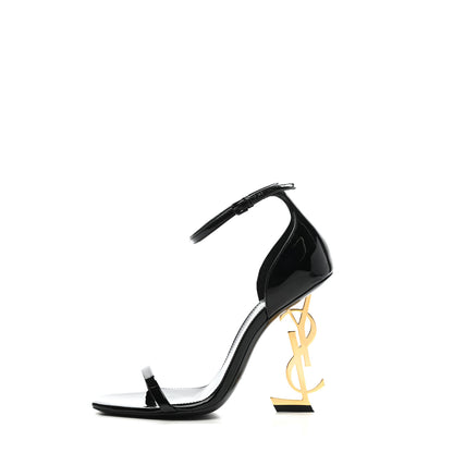 Saint Laurent Patent Calfskin Opyum 110 Sandals 36 Black Gold 1 of 8