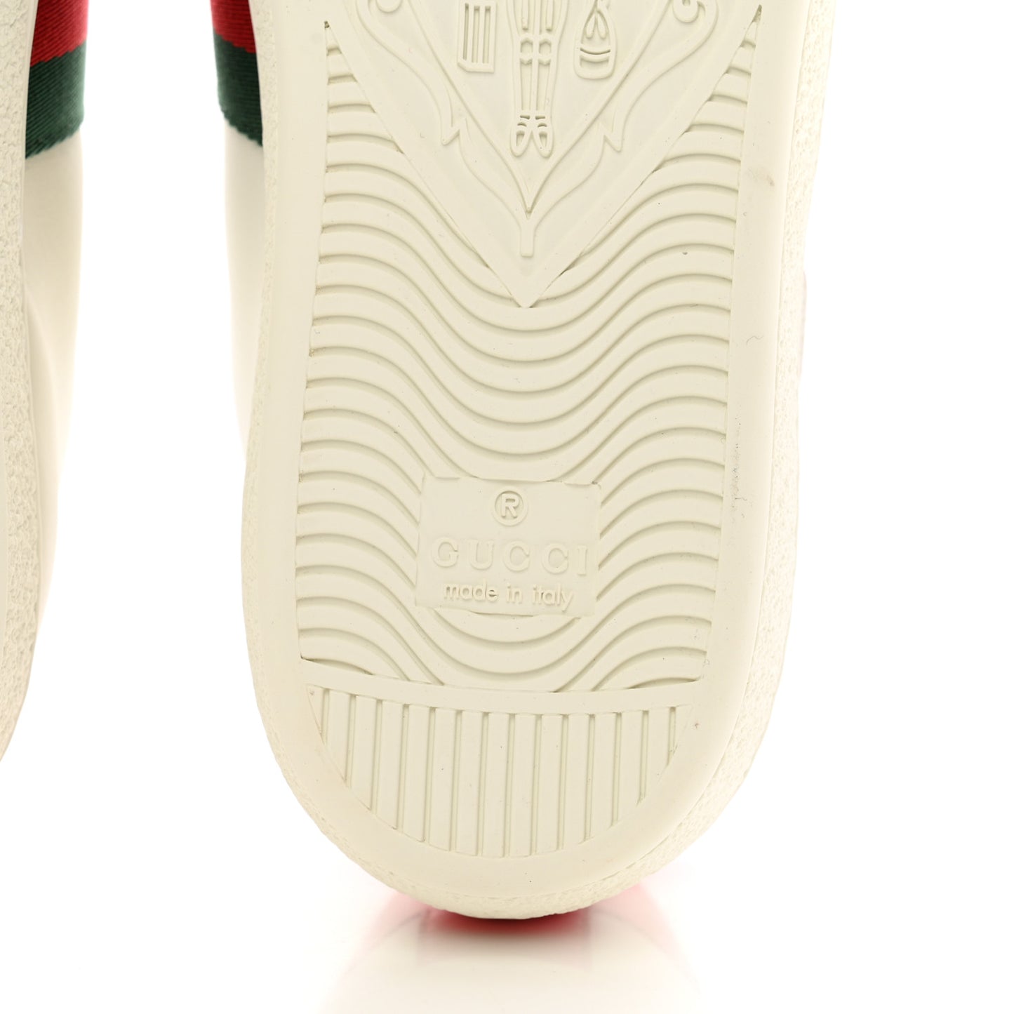 Calfskin Web Heart Embroidered Womens Ace Sneakers 37 White