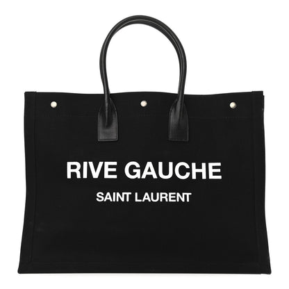 Saint Laurent Linen Calfskin Rive Gauche Tote Black 1 of 9