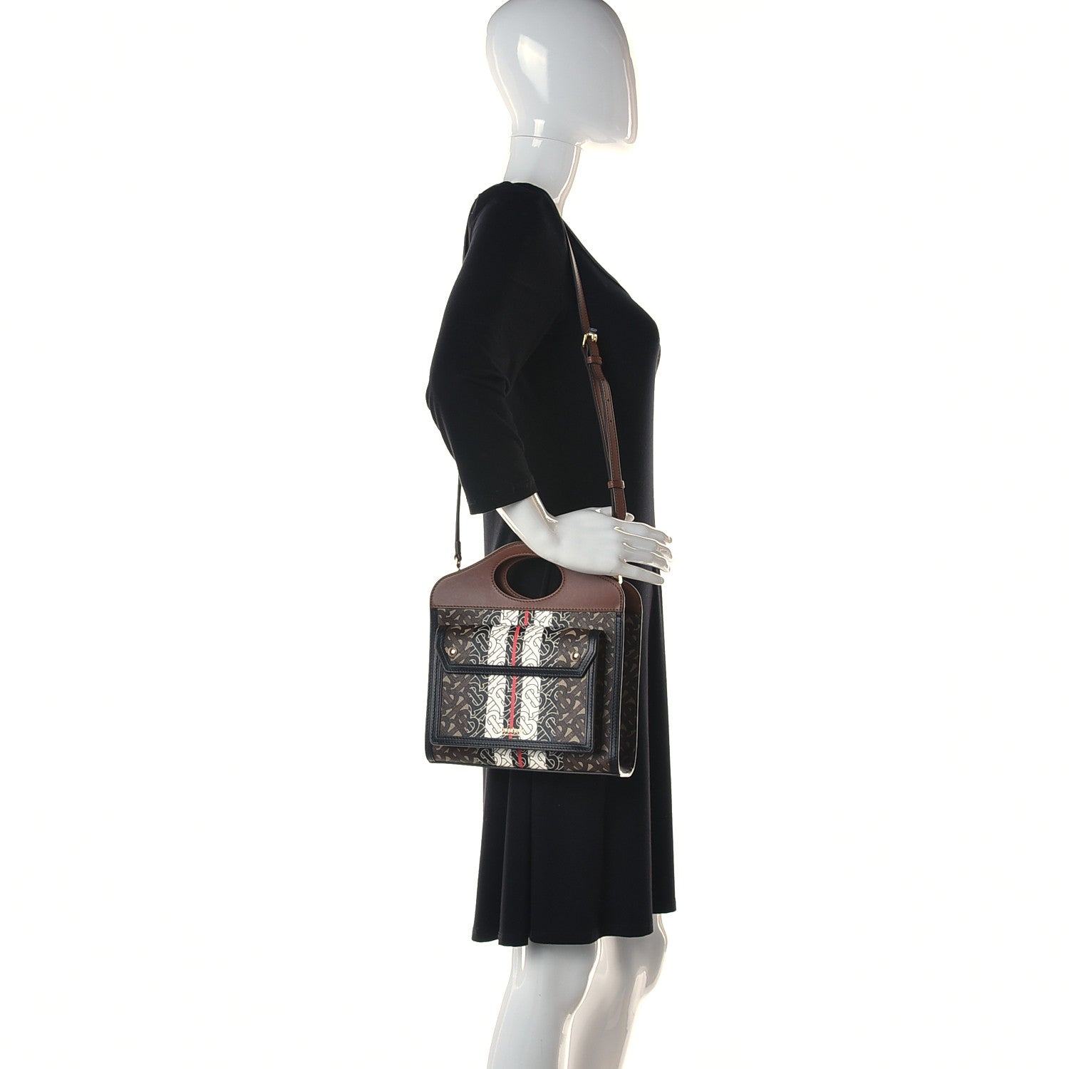 Burberry E-Canvas Monogram Stripe Mini Pocket Bag Bridle Brown 3 of 8