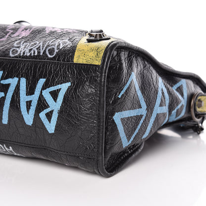 Balenciaga Agneau Graffiti All Over Classic Hardware City Black Multicolor 9 of 9