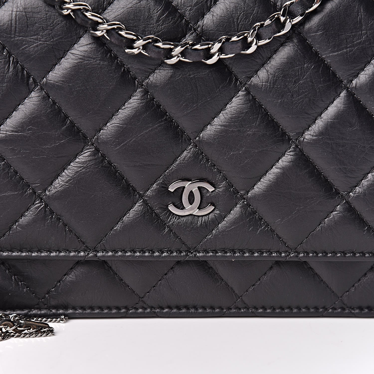 Chanel Aged Calfskin Quilted Tassel Wallet On Chain WOC Black 9 of 11