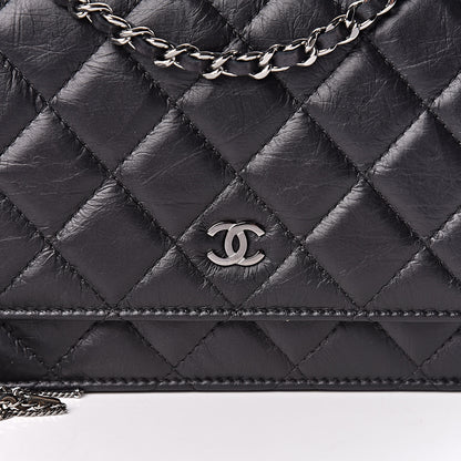 Chanel Aged Calfskin Quilted Tassel Wallet On Chain WOC Black 9 of 11