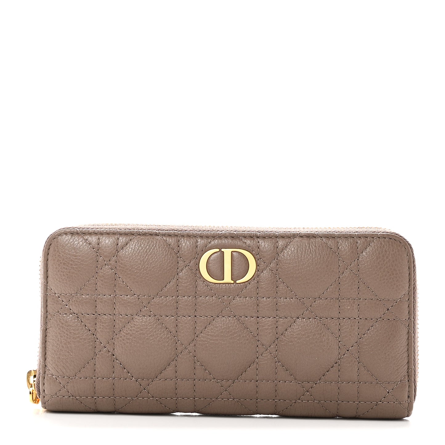 Grained Calfskin Supple Cannage Caro Zip Wallet Taupe
