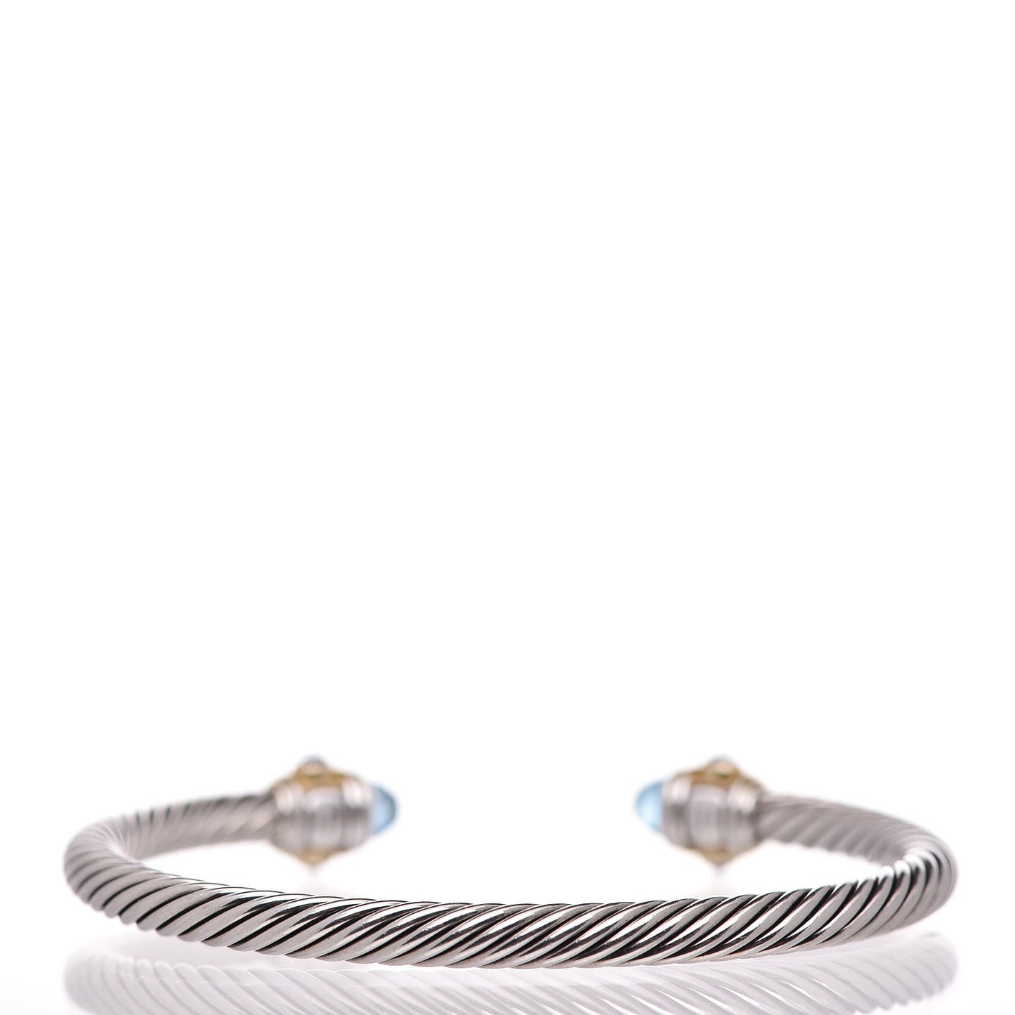 Sterling Silver 14K Yellow Gold Blue Topaz Lapis Lazuli 5mm Cable Renaissance Bracelet