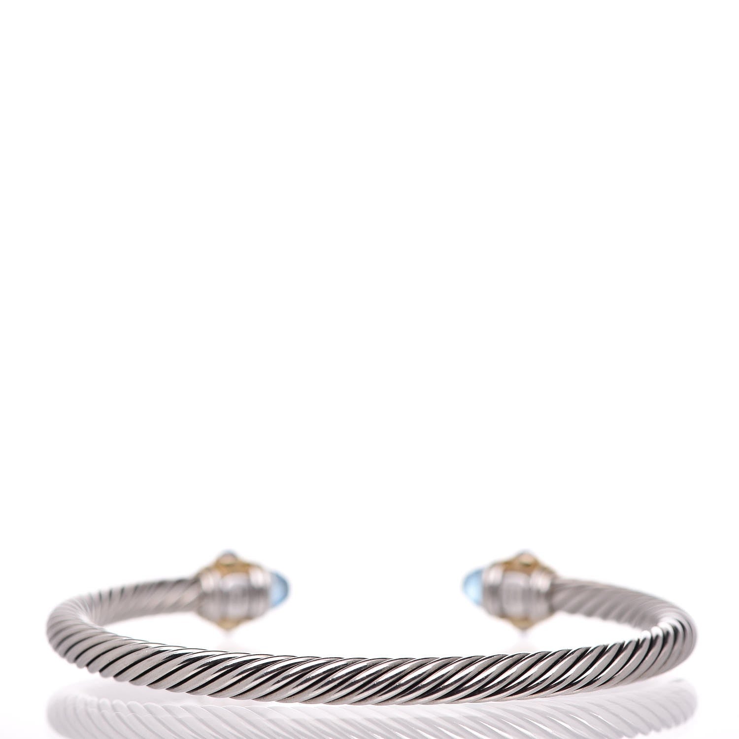 David Yurman Sterling Silver 14K Yellow Gold Blue Topaz Lapis Lazuli 5mm Cable Renaissance Bracelet 3 of 5