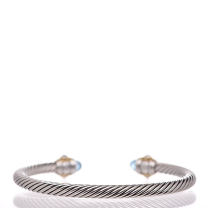 David Yurman Sterling Silver 14K Yellow Gold Blue Topaz Lapis Lazuli 5mm Cable Renaissance Bracelet 3 of 5