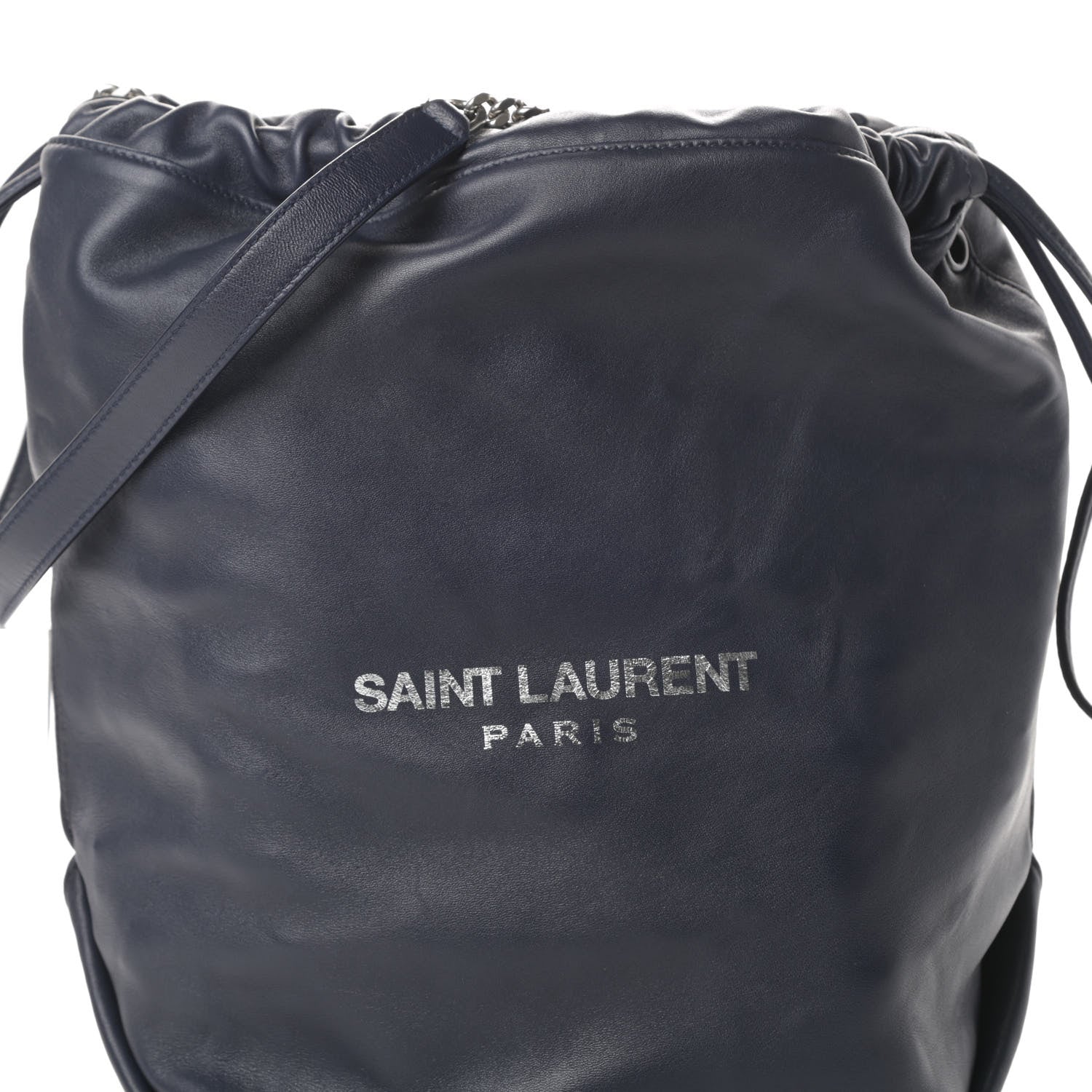 Saint Laurent Lambskin Teddy Drawstring Bag Navy 9 of 11
