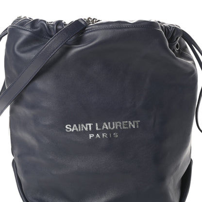 Saint Laurent Lambskin Teddy Drawstring Bag Navy 9 of 11