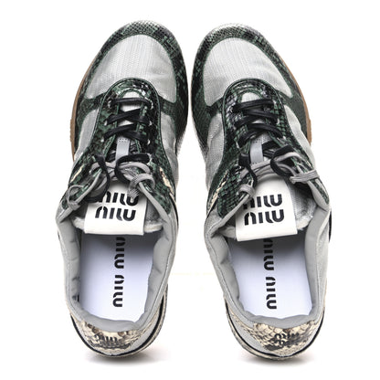 Miu Miu Nylon Technical Ayers Pitone Gymnasium Sneakers 39 Nube Abete 2 of 10