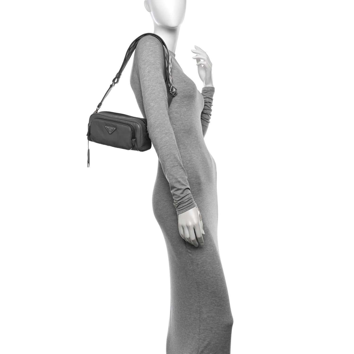 Prada Nappa Antique Multi-Pocket Shoulder Bag Ardesia 2 of 12