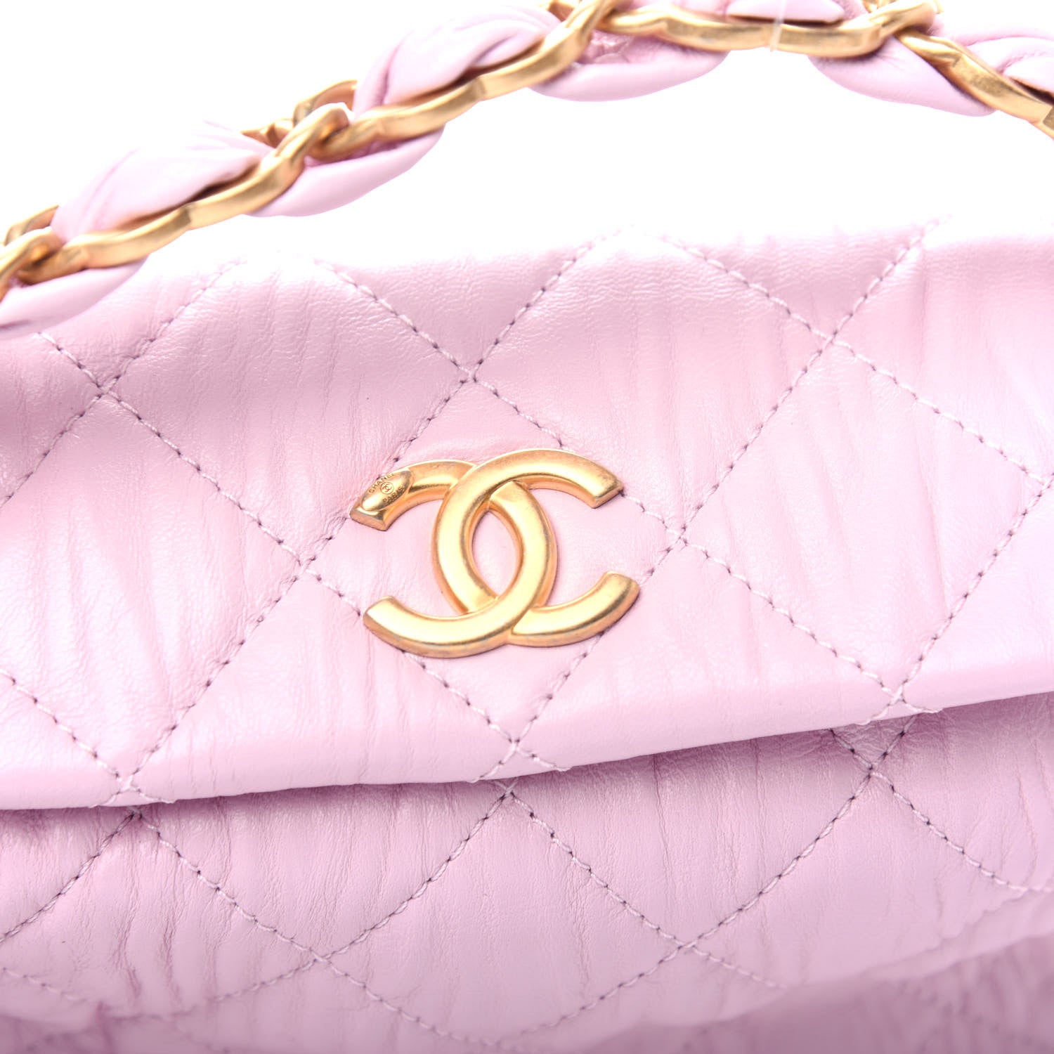 Chanel Crumpled Lambskin Quilted Small CC Links Shoulder Bag Pink 10 of 11